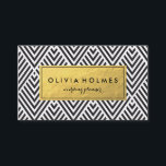 Zwart & Goud Chevron Patroon Visitekaartje<br><div class="desc">Namaak goudfolie patroon in een modern chevron patroon op dit visitekaartje perfect voor cosmetologen,  haarstylisten,  make-up artiesten,  wedding planner,  stylist.</div>