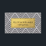 Zwart & Goud Chevron Patroon Visitekaartje<br><div class="desc">Namaak goudfolie patroon in een modern chevron patroon op dit visitekaartje perfect voor cosmetologen,  haarstylisten,  make-up artiesten,  wedding planner,  stylist.</div>