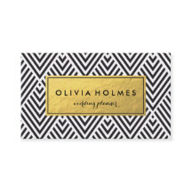 Zwart & Goud Chevron Patroon Visitekaartje