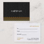Zwart Goud Chevron Salon en Spa Cadeaubon Kortingskaartje (Voorkant / Achterkant)