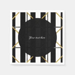 Zwart & Goud Chic Glam Geometrisch Feest Servet
