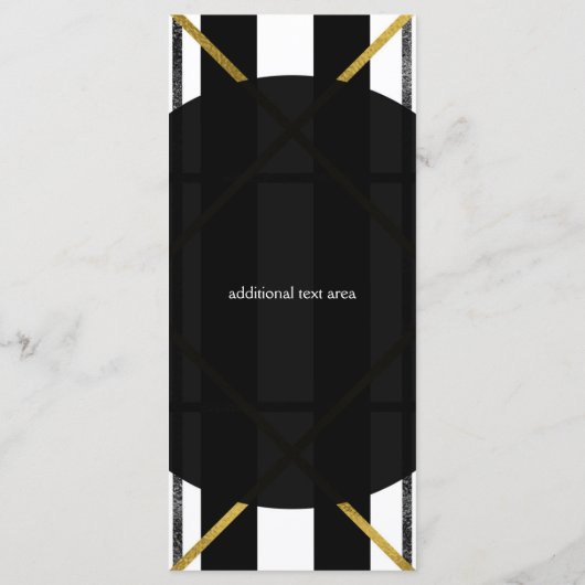 Zwart & Goud Chic Glam Geometrische bruiloft Menu (Achterkant)