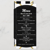 Zwart & Goud Chic Glam Geometrische bruiloft Menu (Voorkant / Achterkant)