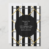 Zwart & Goud Chic Glam Geometrische Feest Uitnodig Kaart (Achterkant)