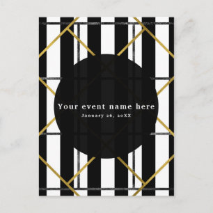 Zwart & Goud Chic Glam Geometrische Feest Uitnodig Uitnodiging Briefkaart