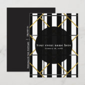 Zwart & Goud Chic Glam Geometrische Feest Uitnodig Uitnodiging Briefkaart (Voorkant / Achterkant)