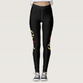 Zwart Goud Chique Bruid Bruiloft Bachelorette Part Leggings (Voorkant)