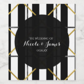 Zwart & Goud Chique Glam Geometrische Elegante Wij Wijn Etiket (Enkel label)