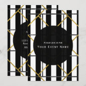 Zwart & Goud Chique Glam Geometrische Feest Uitnod Kaart (Voorkant / Achterkant)