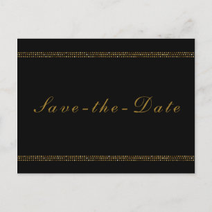 Zwart & goud chique glanzende glam save-the-date aankondigingskaart