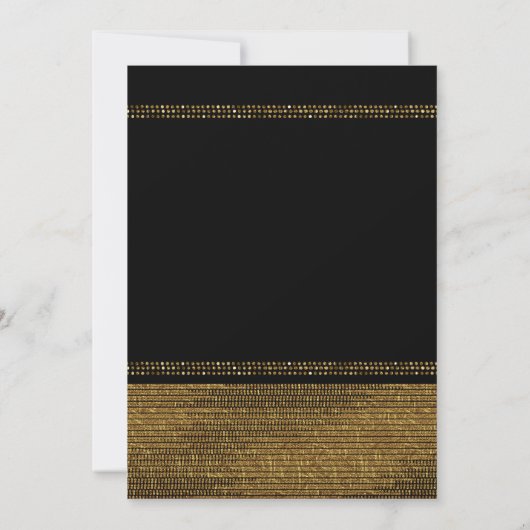Zwart & Goud Chique Glitter Glam Feest Uitnodiging (Achterkant)