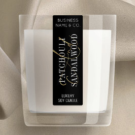 Zwart & Goud Chique Kaarsenkruik Dun Verticaal Lab Labels