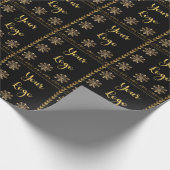 Zwart Goud Chique Sneeuwvlok Hart Retail Custom Lo Cadeaupapier (Hoek)