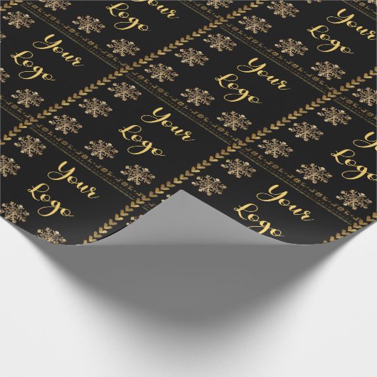 Zwart Goud Chique Sneeuwvlok Hart Retail Custom Lo Cadeaupapier (Hoek)