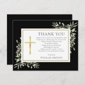 Zwart Goud Christelijk Begrafenis Groen Gedicht Bedankkaart (Voorkant / Achterkant)