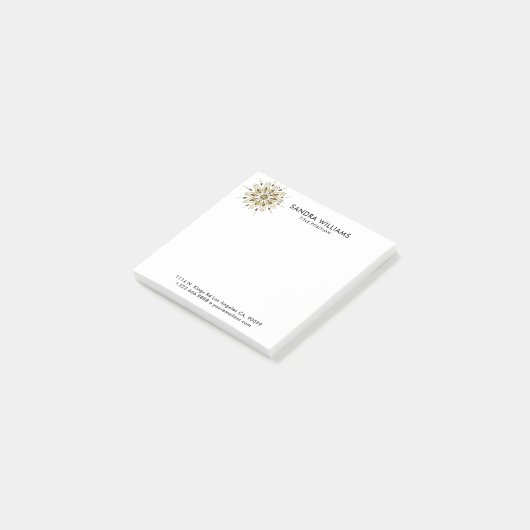 Zwart & Goud  Circle Mandala Post-it® Notes (Schuin)