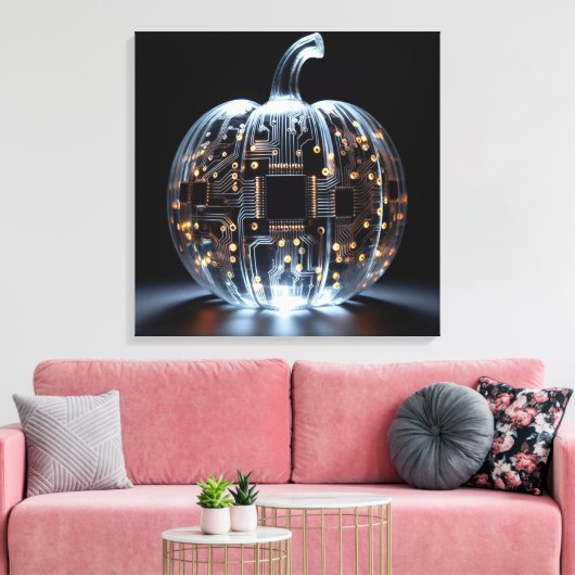 Zwart Goud Circuit Board Glas Pompoen Canvas Afdruk (Insitu (Woonkamer))