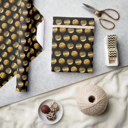 Zwart Goud Cirkels Elegant Cadeaupapier (Crafts)