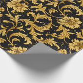 Zwart Goud Classy Elegant Patroon Cadeaupapier (Hoek)