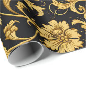 Zwart Goud Classy Elegant Patroon Cadeaupapier (Rol Hoek)