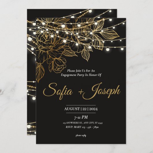 Zwart Goud Classy wit Modern Elegant Kaart (Voorkant / Achterkant)