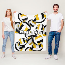 Zwart Goud Club Kleuren Volleybal Kamer Decor Fleece Deken
