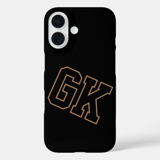Zwart Goud College Varsity Monogram Eerste Letters Case-Mate iPhone Case (Achterkant)