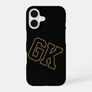 Zwart Goud College Varsity Monogram Eerste Letters iPhone 16 Hoesje