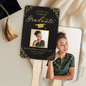 Zwart Goud Confetti 2 Foto Afstuderen Handventilat Handwaaier