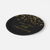 Zwart Goud Confetti 50e Jubileum Papier Borden Papieren Bordje (Gekanteld)