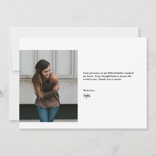 Zwart Goud Confetti 50e verjaardag Custom foto Bedankkaart (Achterkant)