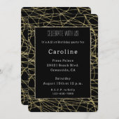 Zwart Goud Confetti Abstracte Verjaardag Kaart (Voorkant / Achterkant)