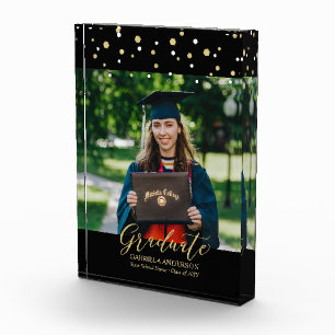 Zwart & Goud Confetti Afstudeercadeau Foto Blokken