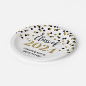 Zwart Goud Confetti Afstuderen 2024 Papieren Bordje (Gekanteld)