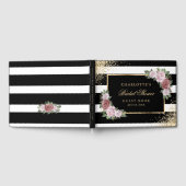 Zwart Goud Confetti Blush Bloemen Vrijgezellenfees Gastenboek (Volledig)