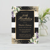Zwart Goud Confetti Calla Lily 30e Verjaardag Kaart (Staand voorkant)