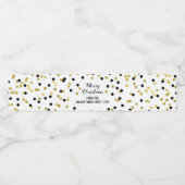 Zwart Goud Confetti Custom Merry Christmas Waterfles Etiket (Enkel label)
