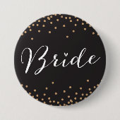 Zwart & Goud Confetti Dot Bride Button (Voorkant)