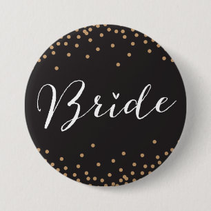 Zwart & Goud Confetti Dot Bride Button