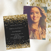 Zwart goud confetti foto luxe verjaardag kaart