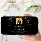 Zwart goud confetti foto verjaardag save the date