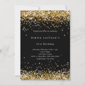 Zwart goud confetti fotocollage luxe verjaardag kaart (Voorkant)