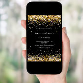 Zwart goud confetti fotocollage luxe verjaardag kaart