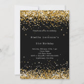 Zwart goud confetti fotocollage verjaardag kaart (Voorkant)