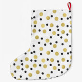 Zwart Goud Confetti Grote Kerstsok (Achterkant)