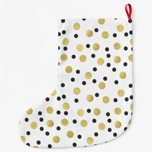 Zwart Goud Confetti Grote Kerstsok (Achterkant)