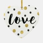 Zwart Goud Confetti Liefde Keramisch Ornament (Voorkant)