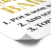 Zwart Goud Confetti Mimosa Bar Teken Bruiloft Poster (Hoek)