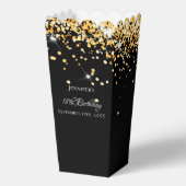Zwart goud confetti naam verjaardag bedankdoosjes (Achterkant)