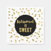 Zwart Goud Confetti Pensioen is Zoet Servet (Voorkant)